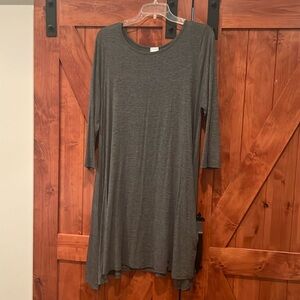 Gray tshirt dress with pockets 3/4 sleeve
